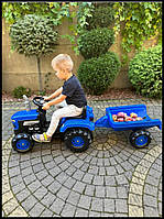 Синий трактор на педалях с прицепом DOLU