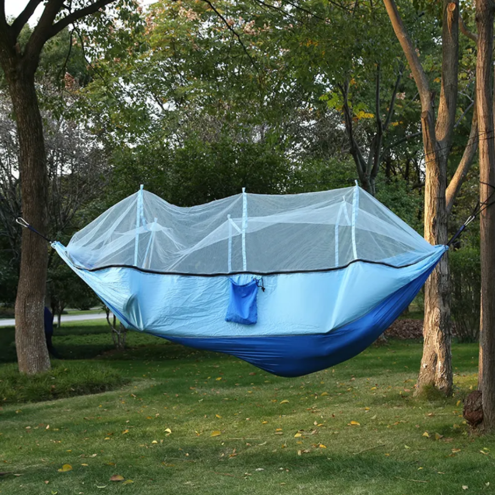 Гамак підвісний із захисною антимоскітною сіткою 250х135 см Туристичний для відпочинку із захистом від комах, фото 1