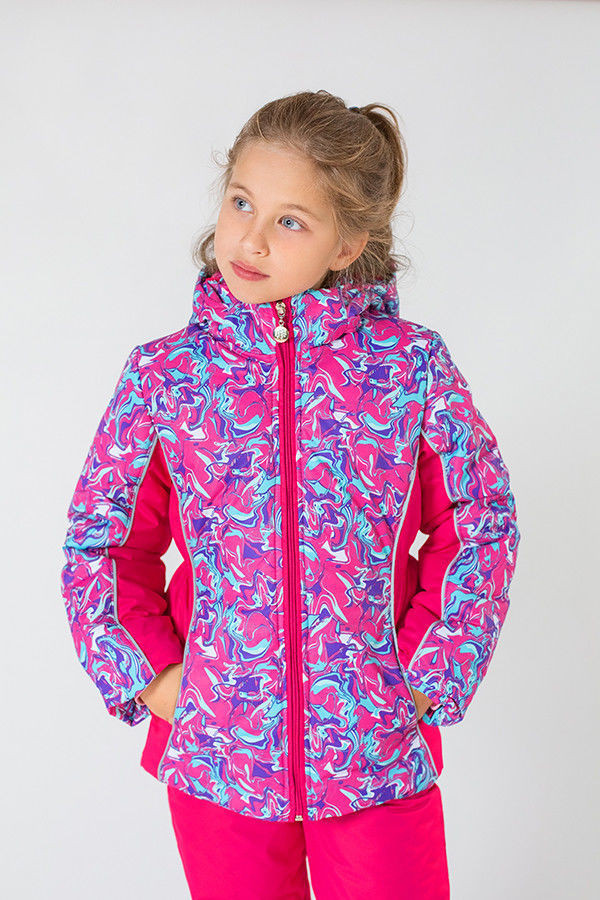 Утеплена зимова куртка "Art pink" для дівчинки 5-8 років (р. 110-128) ТМ Модний карапуз 03-00669-0