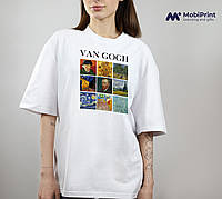 Футболка унисекс оверсайз Винсент Ван Гог Картины (Vincent van Gogh) (9229-WT-2960) Белая S/M L/XL XXL/XXXL