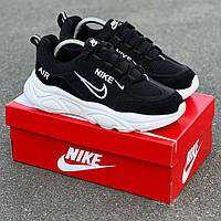 Nike air черные белые мужские летние кроссовки найк аир макс кожаные