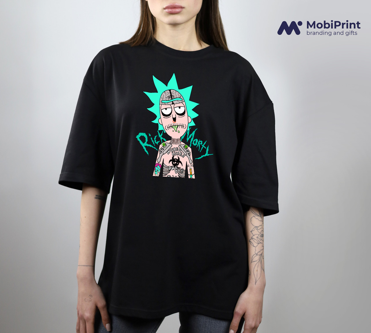 Футболка унісекс оверсайз з принтом Морті Сміт Рік та Морті (Morty Smith Rick and Morty) чорна
