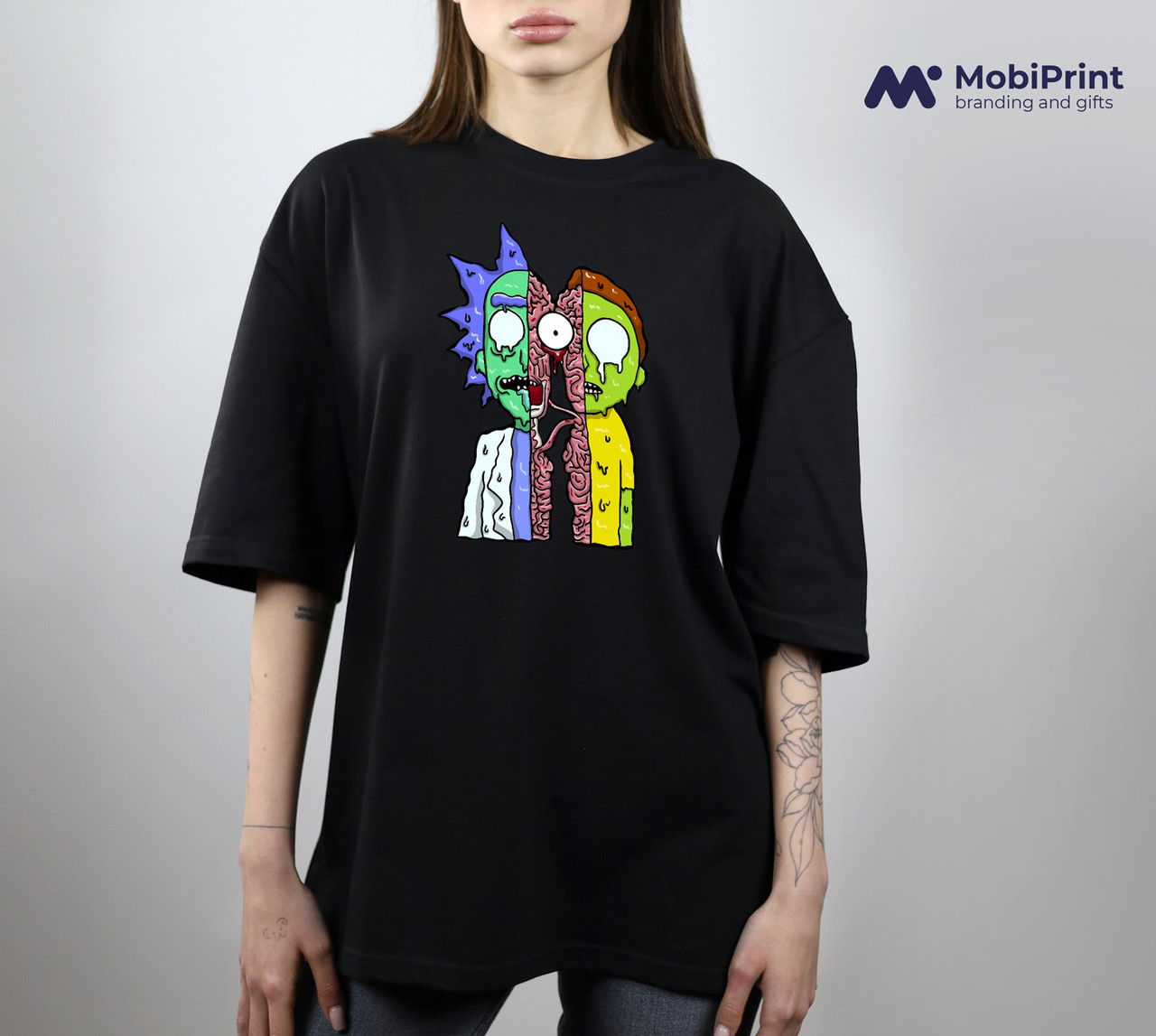 Футболка унісекс оверсайз з принтом Рік Санчез Рік та Морті (Rick Sanchez Rick and Morty) чорна, фото 1