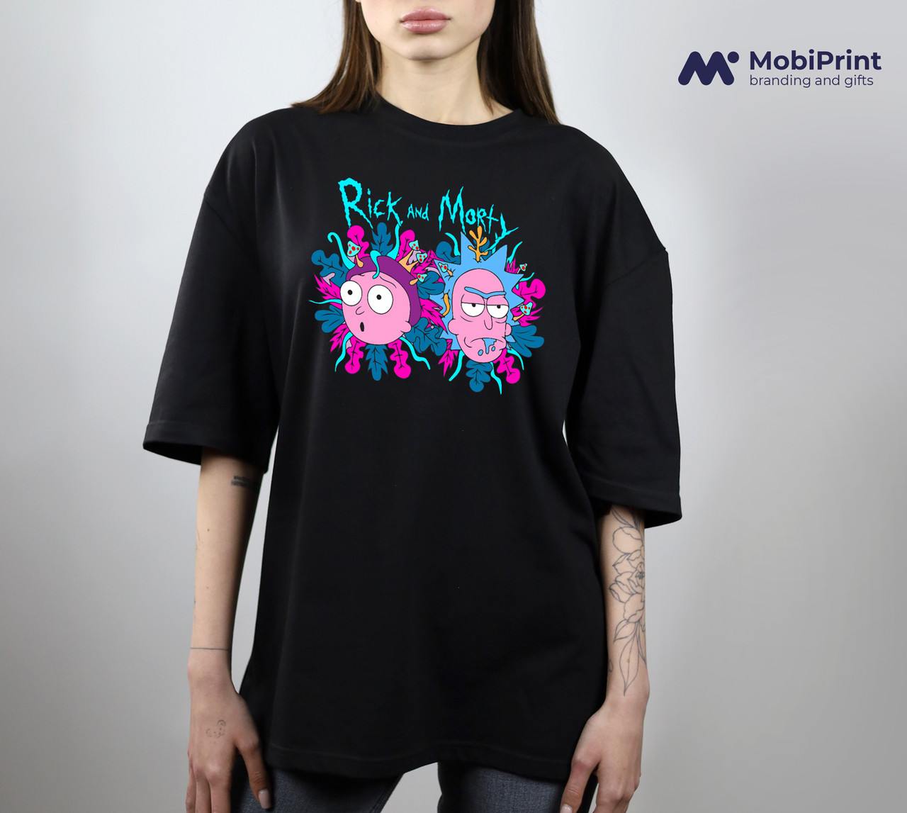 Футболка унісекс оверсайз з принтом Рік Санчез Рік та Морті (Rick Sanchez Rick and Morty) чорна