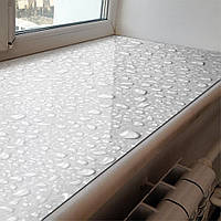 Покрытие для подоконника, мягкое стекло с фотопечатью белые капли воды 35х100 см ПО-s_tx348