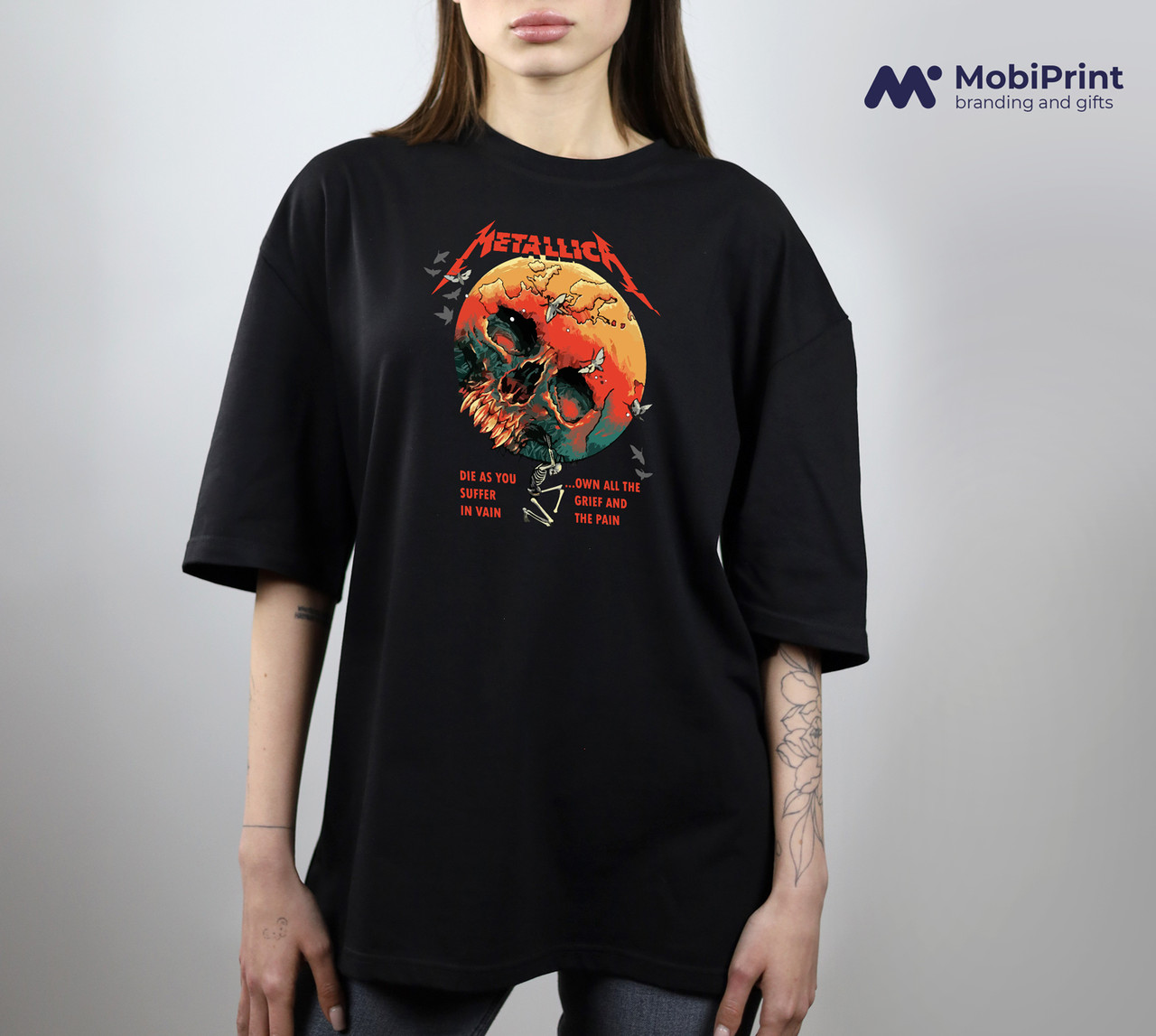 Футболка унісекс оверсайз з принтом Металіка (Metallica) чорна, фото 1