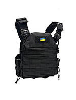 LI Плитоноска швидкого скидання з боковими карманами Cordura 1000D чорна