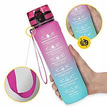 Пляшка для води спортивна 4FIZJO 1000 мл 4FJ0630 Pink/Sky Blue Poland, фото 2