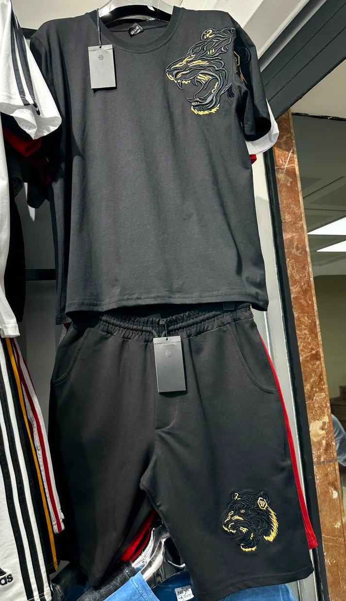 Чоловічий костюм футболка та шорти Philipp Plein D2419 чорний, фото 1