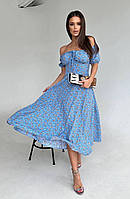 Женское летнее платье из ткани софт люкс с мелким принтом размеры 42-48