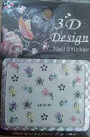 Наклейки на нігті 3D LC-C Desigh Nail Stiker