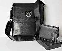 Мужской подарочный набор - сумка и кошелек Philipp Plein черный