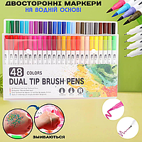 Набір маркерів двосторонніх "WORISON" м'яких на водній основі 48шт, набір для малювання дитячий K-K.