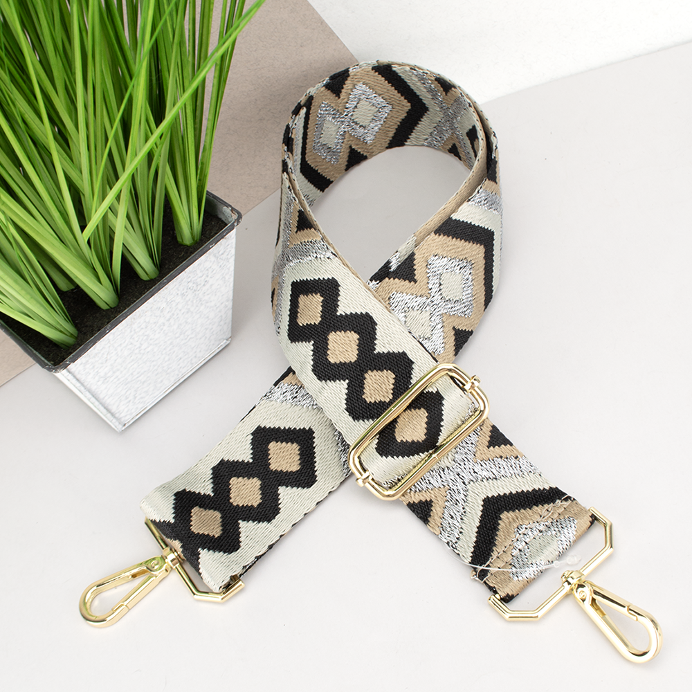 Ремінь для сумки текстильний Virginia Conti 50 мм R_broidery_gold сріблястий