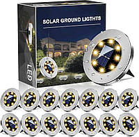 Solar Floor Lights Outdoor, упаковка из 14 солнечных светильников для наружного сада 8 светодиодных солнечных