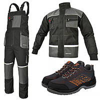 Спецодежда рабочий костюм куртка, полукомбинезон и кроссовки, роба защитная спецовка мужская,комплект униформа