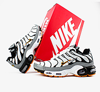 Мужские кроссовки Nike Air Max Plus TN Mean Grey White Найк Аир Макс ТН Плюс белые с серым светлые яркие