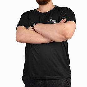 Футболка чоловіча Батал Бавовняна однотонна футболка у великих розмірах (Угорщина) Чорний колір 5XL