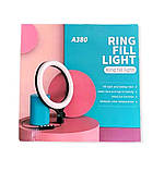 Кільцева світлодіодна лампа Ring Fill Light 39 см LED селфі лампа для фото відео блогерів візажистів А380, фото 10