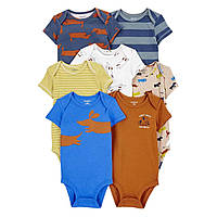 Набор боди для новорожденных Carter's с коротким рукавом для мальчика 0-1 мес 7 шт Синий/Оранжевый (1P621410)