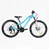 Велосипед спортивный CORSO «Mercury» 26" дюймов рама алюминиевая 13", оборудование Shimano 21 скорость, собран