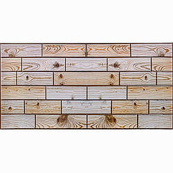 Стінова ПВХ панель для ванної під Текстурне дерево дошки 96х48 см декоративна вагонка Бежевий