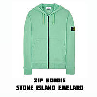 Зип худи зелёное Stone Island Zip hoodie Кофты с капюшоном Стон Айленд весна, Красивая кофта на замке мужская