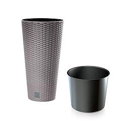 Горщик для квітів пластиковий Prosperplast Рато високий 20*38см 8л мокка DRTUS200-7529U