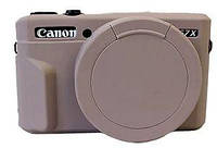 Защитный силиконовый чехол с крышкой для фотоаппаратов CANON G7X Mark II - серый