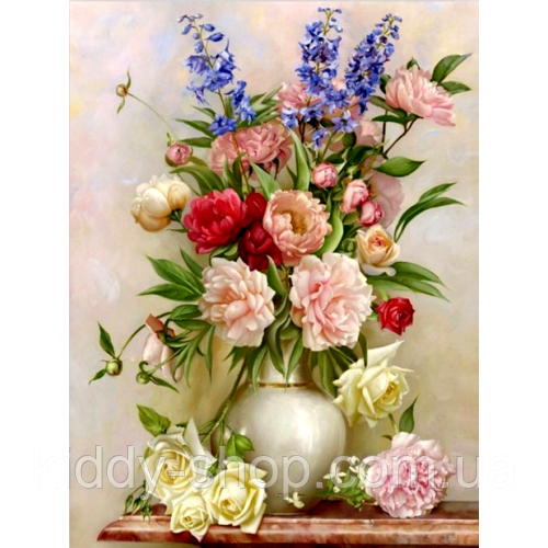 Діамантова вишивка. Картина на підрамнику Букет в голландському стилі, 40х50см, квадратні стрази