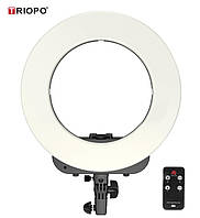 Кольцевой LED осветитель TRIOPO (14") с димером и дистанционным пультом - для портретной, бьюти и селфи съемки