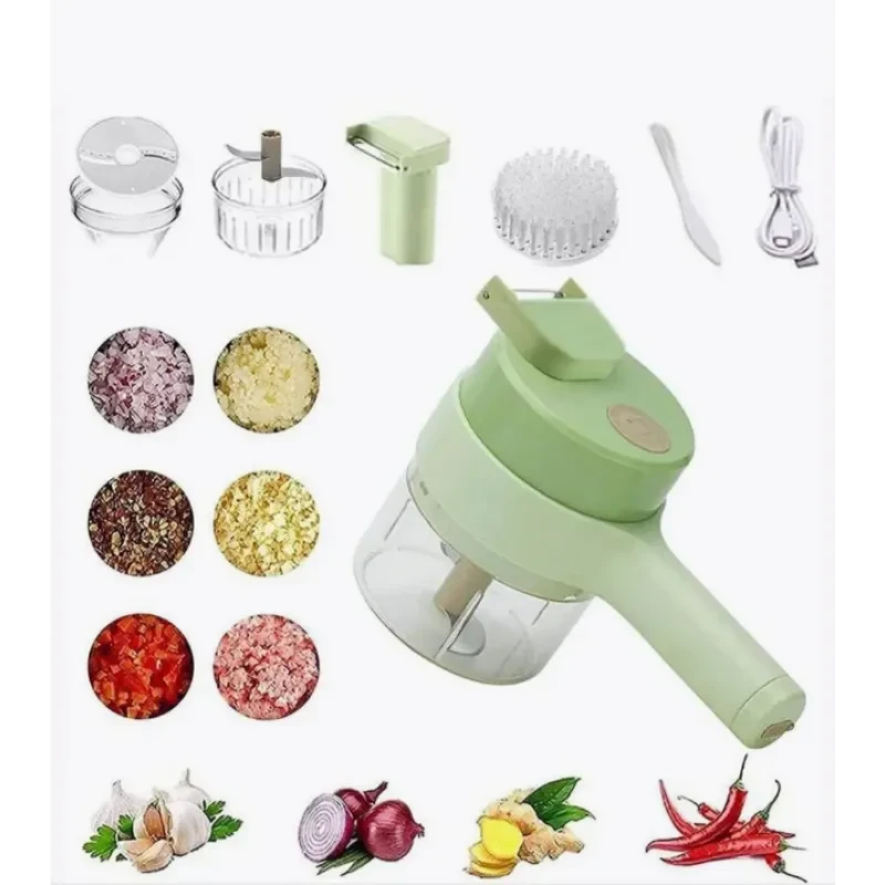 💚Багатофункціональна ручна електрична овочерізка 4 в 1 Food Chopper Catling мультислайсер, фото 1
