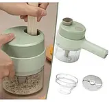 💚Багатофункціональна ручна електрична овочерізка 4 в 1 Food Chopper Catling мультислайсер, фото 7