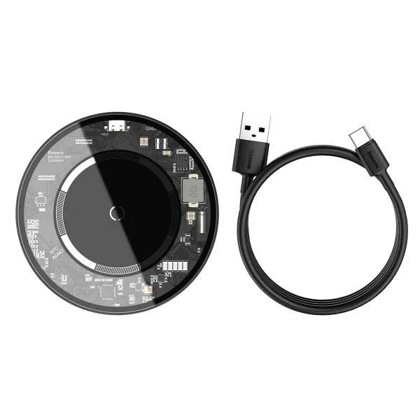 Бездротовий зарядний пристрій Baseus Simple Magnetic Wireless Charger с технологією Qi 15W (WXJK-E02) Transparent