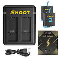 Комплект від SHOOT - 2 акумулятори - AHDBT-901 (SPBL1B) 1800 ma + зарядне GoPro Hero 9, 10 (код XTGP565)