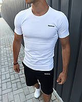 Белая футболка Reebok спортивная мужская качественная , Летняя футболка Рибок белого цвета классическая wear