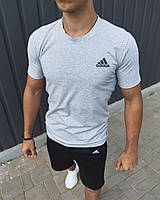 Серая футболка Adidas спортивная мужская качественная , Летняя футболка Адидас серого цвета классическая wear