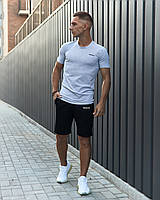 Летний серый спортивный костюм Reebok мужской повседневный , Костюм серый Рибок на лето шорты и футболка wear