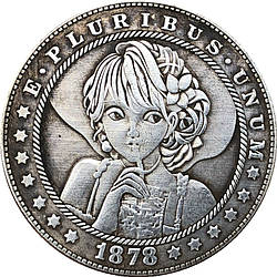 Сувенір монета долар СШАang 1878г "Дівчина з коктейлем". Hobo Coin American Morgan