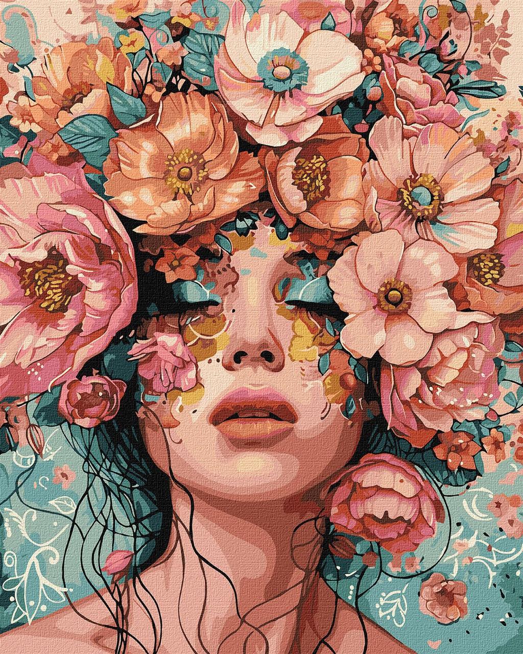 Картина за номерами Дівчина в рожевих кольорах. 40*50 см Ідейка KHO 8440, фото 1