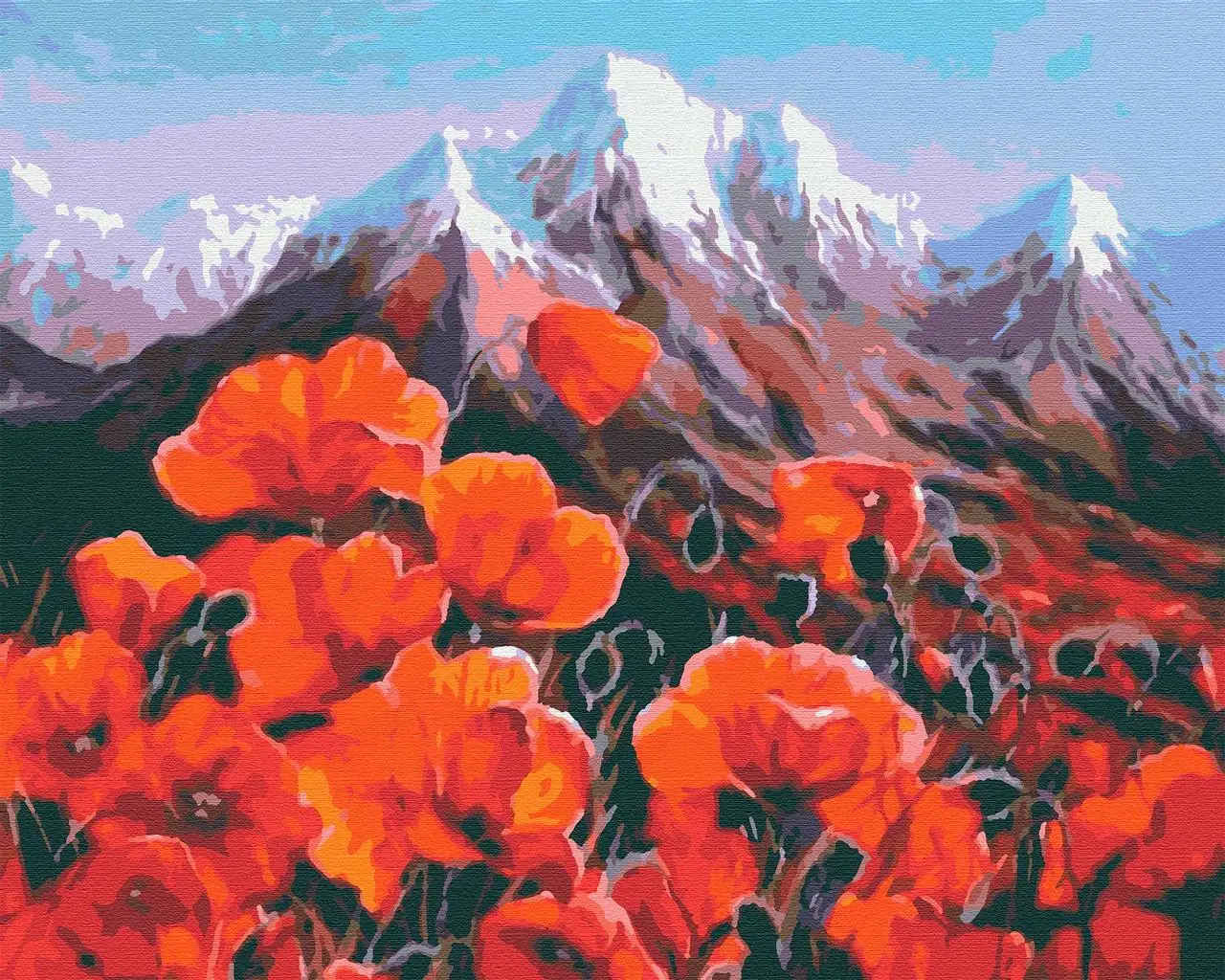 Картина за номерами Пейзаж. Маки в горах 40*50 см Рив'єра Бланка RB-0039