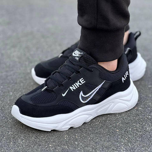 Повседневные кроссовки Nike Air черные мужские летние найк аир кожаные ...