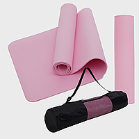 Килимок (мат) спортивний SportVida TPE 183 x 61 x 0.4 см для йоги та фітнесу SV-EZ0050 Pink *