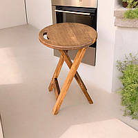 Розкладний Табурет для Кухні та Кафе з Натурального Дерева Вільха  Горіх Темний 50 см