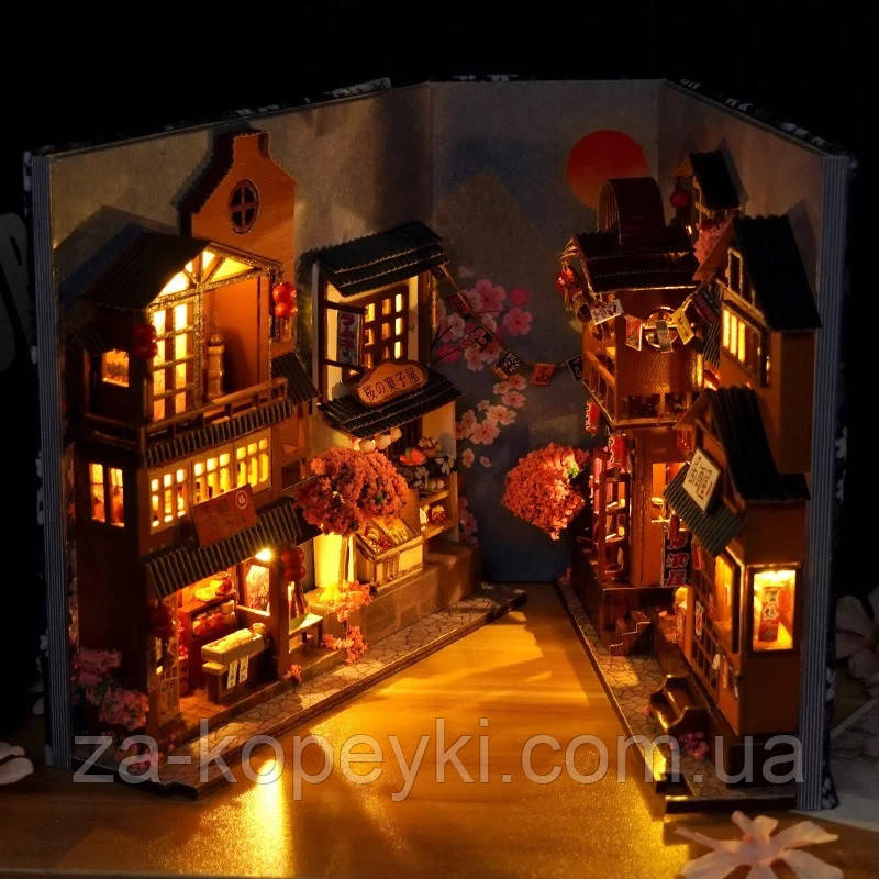 Бук Нук Алея Сакури Book Nook Cherry Blossom Alley книжковий куточок DIY TC-25 + купол