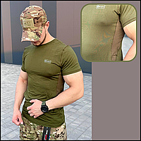 Тактическая армейская футболка цвет олива зсу, мужские футболки тактические однотонные