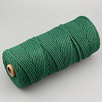 Канат для макраме мотузка бавовняна 3 мм +-100 м Зелений темний