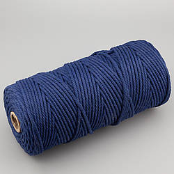 Канат для макраме мотузка бавовняна 3 мм +-100 м Синій темний