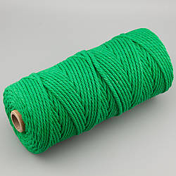 Канат для макраме мотузка бавовняна 3 мм +-100 м Зелений