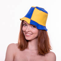 Лазнева шапка Luxyart "Біколор", натуральна повсть, синій з жовтим (LA-086)
